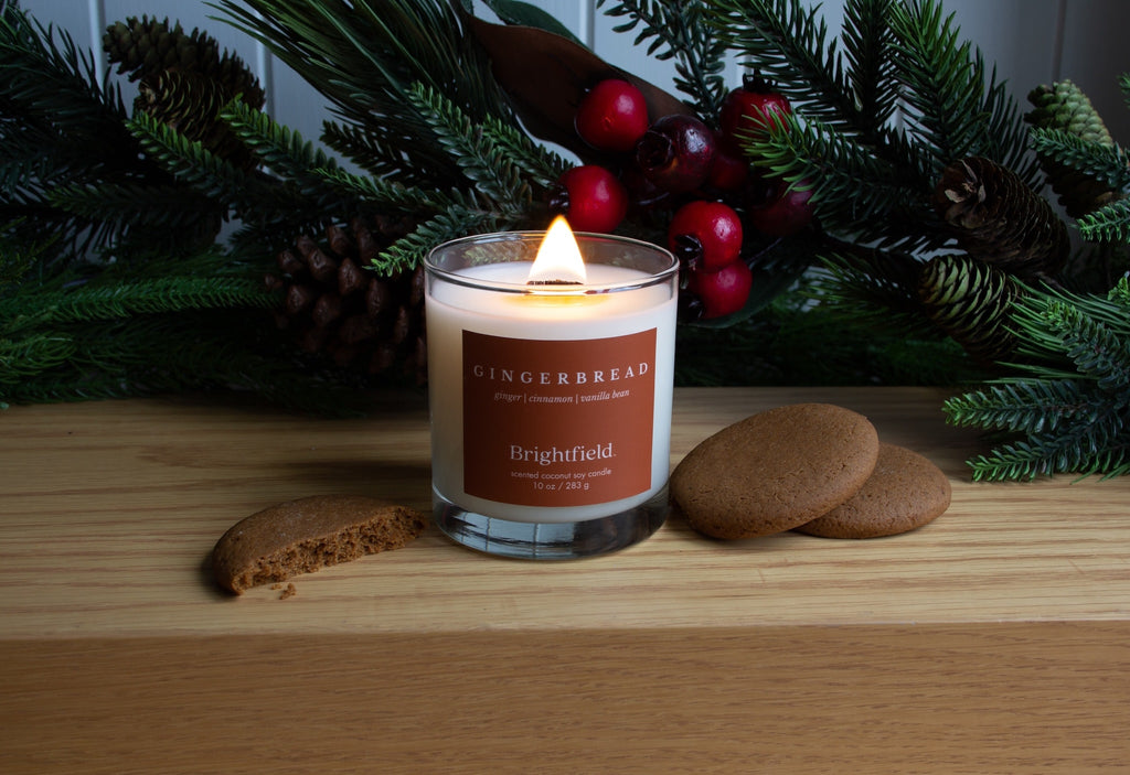 Gift ideas from Brightfield, Gingerbread candle from Brightfield, easy holiday gifts 