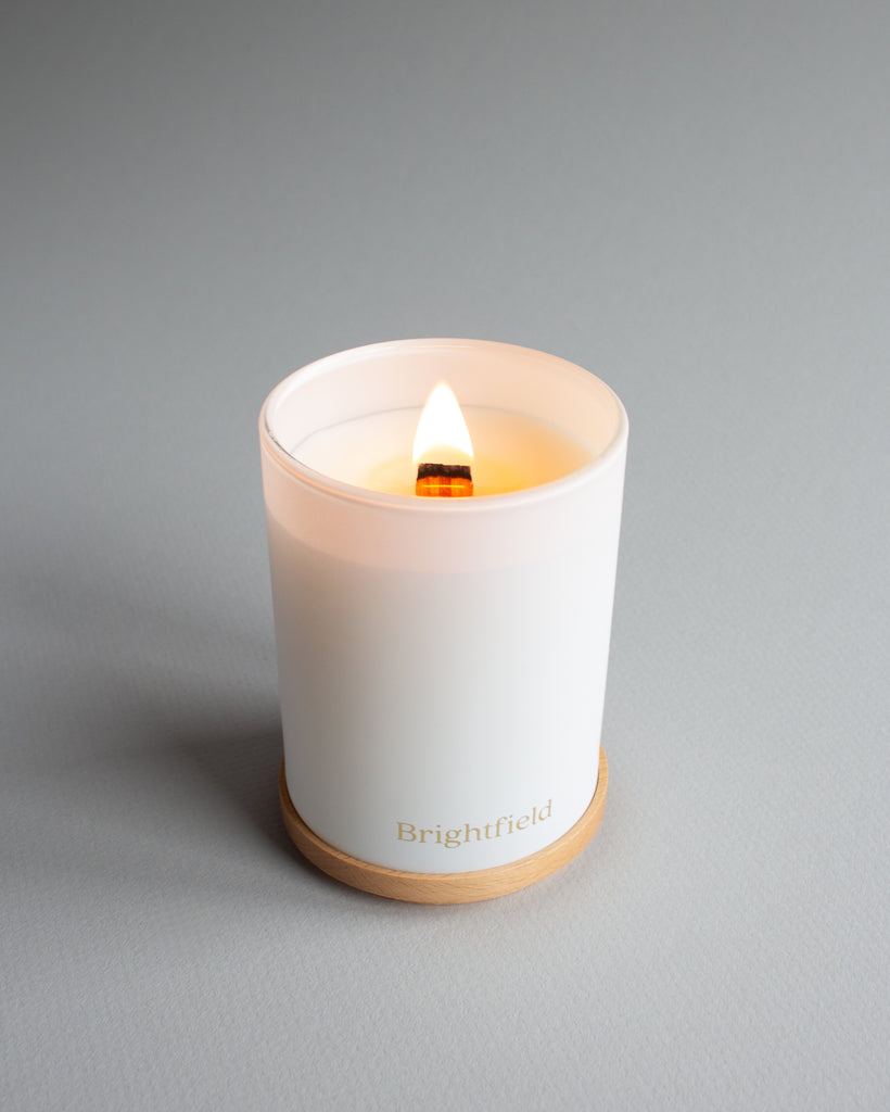 Beautiful wood wick candle from Brightfield, gifts under $50, gift guides, Toronto candle shop, Pomander candle, Orange Clove candle, Christmas candles, Christmas gift guide