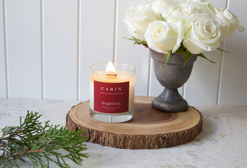 Candle from Brightfield.ca, wood wick candles, healthy candles, coconut soy candles, nontoxic candles, candles for sale Canada, Toronto candle shops, travel candles, glass candles, best smelling candles, best candles under $50